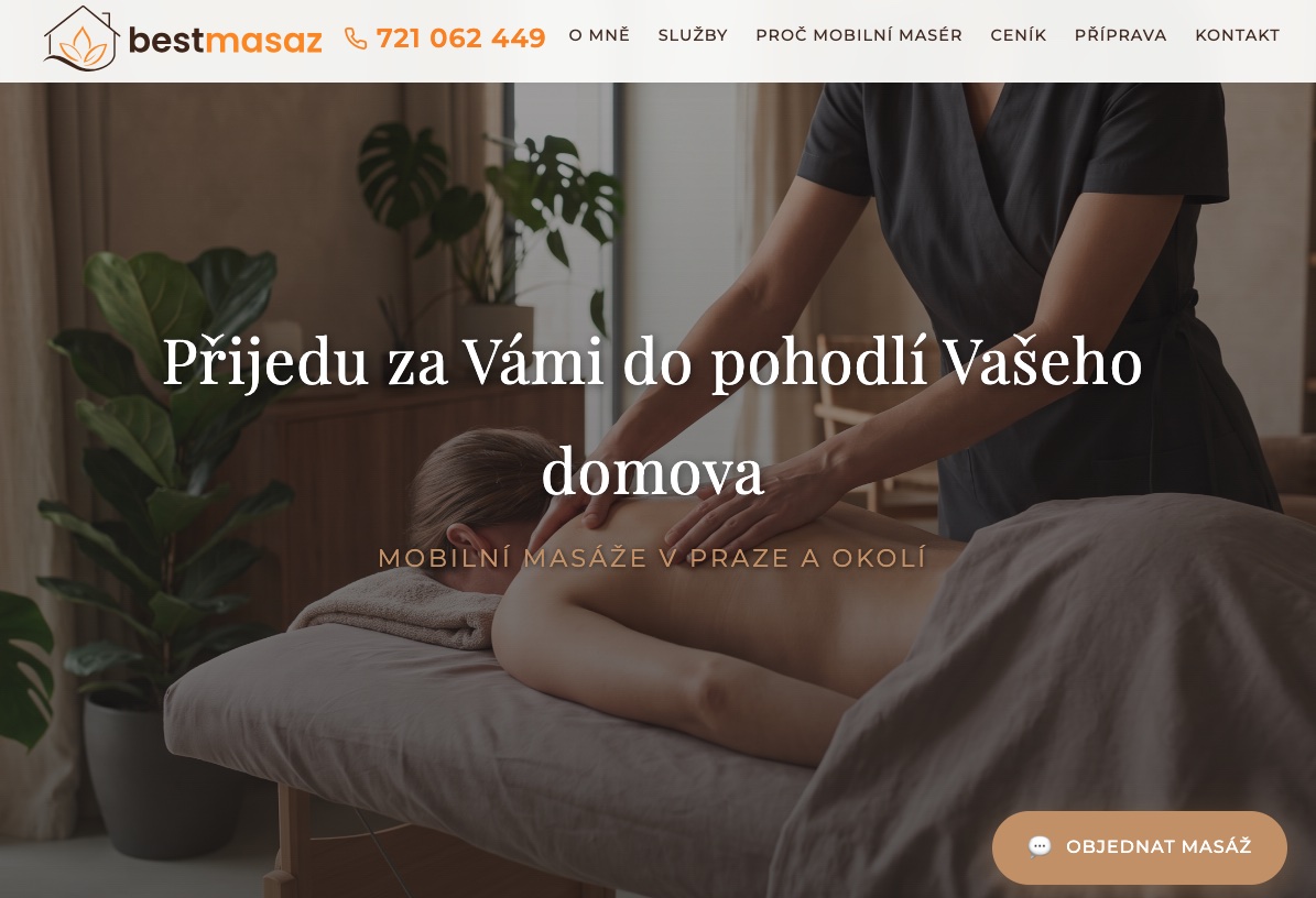 Screenshot úvodní stránky webu bestmasaz.cz