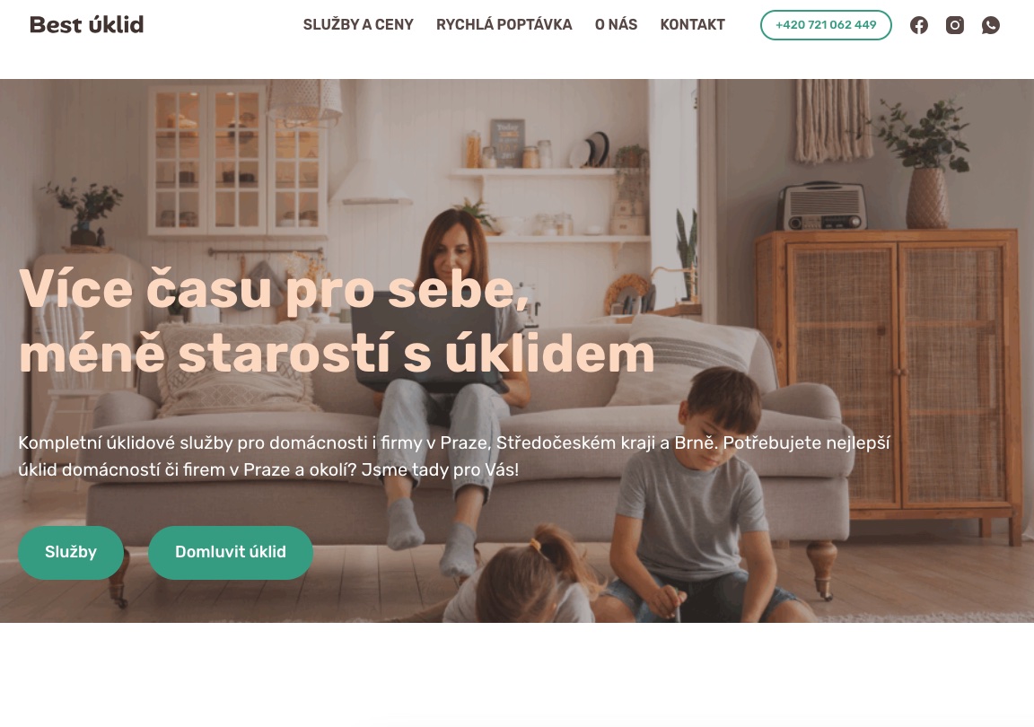 Screenshot úvodní stránky webu bestuklid.cz
